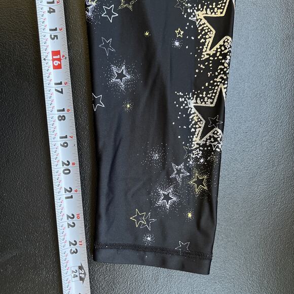 Victoria Secret Sport Leggings Size Large Black 7/8's Length Gold Silver Stars - Picture 11 of 11